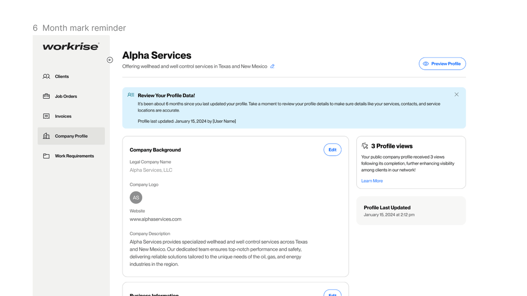 Mid-fi wireframe — 6 month mark